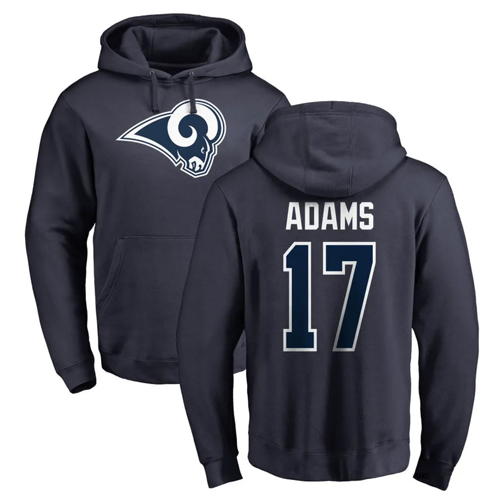 Rebec LA.Rams #17 Davante Adams Player Navy Pullover Hoodie Limited Game Stitched Jerseys