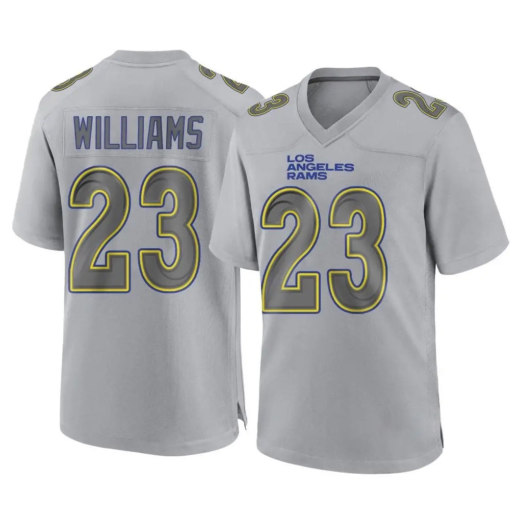 Rebec LA.Rams #23 Kyren Williams Player Gray Atmosphere Fashion Home Game Stitched Jerseys