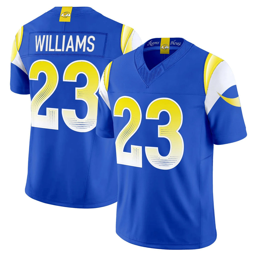 Rebec LA.Rams #23 Kyren Williams Player Royal Rivalries Vapor Limited Home Game Stitched Jerseys