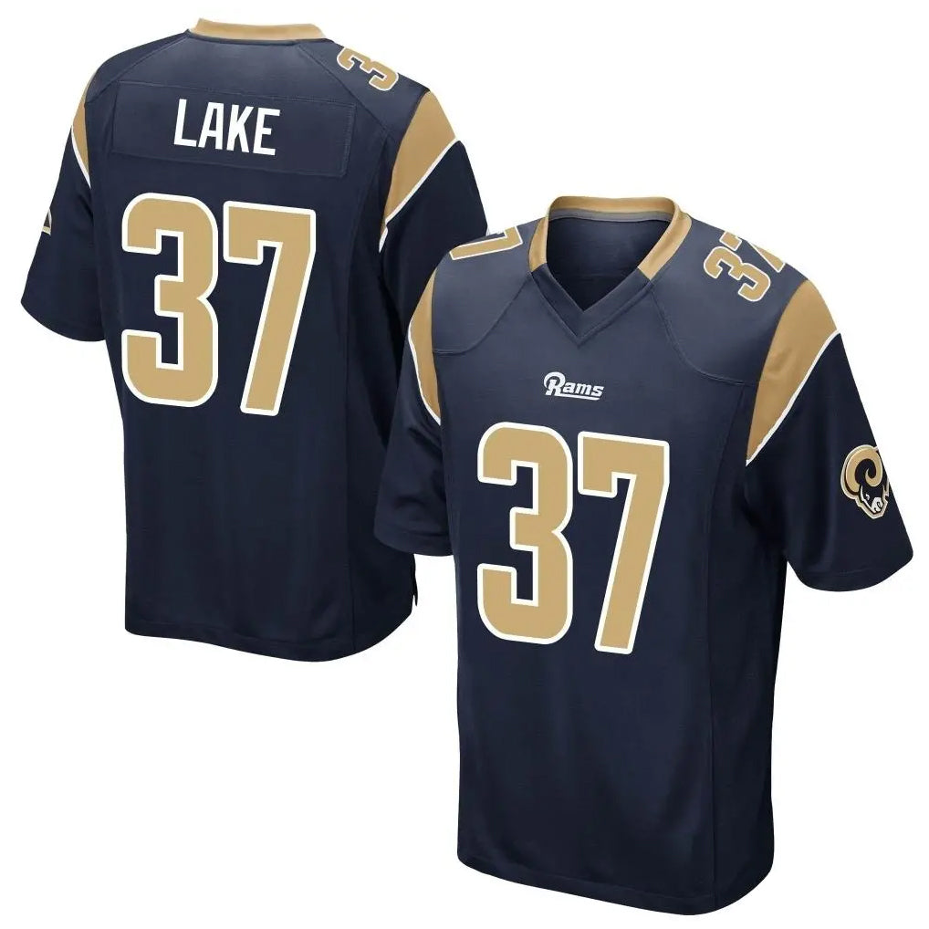 Rebec LA.Rams #37 Quentin Lake Player Navy Home Game Stitched Jerseys
