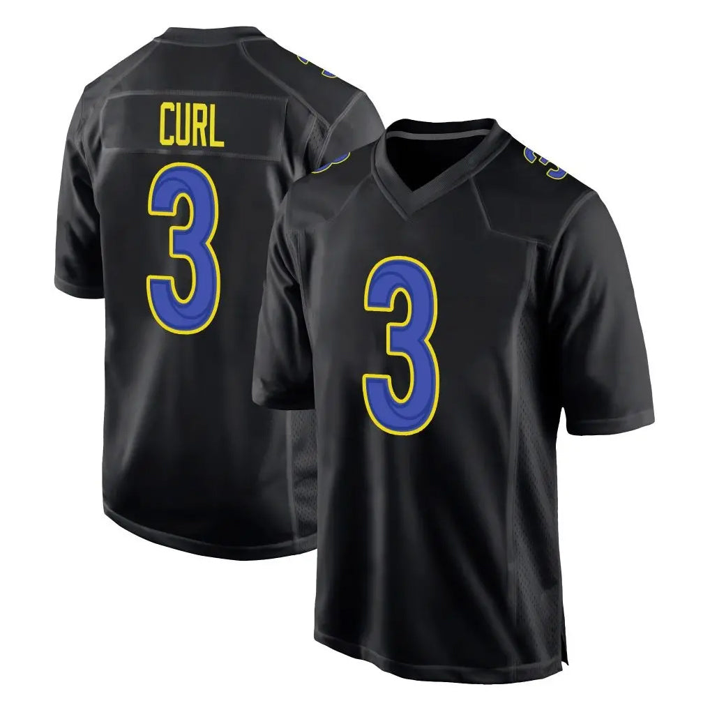 Rebec LA.Rams #3 Kam Curl Player Black Fashion Limited Home Game Stitched Jerseys
