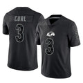 Rebec LA.Rams #3 Kam Curl Player Black Limited Reflective Home Game Stitched Jerseys