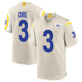 Rebec LA.Rams #3 Kam Curl Player Bone Home Game Stitched Jerseys