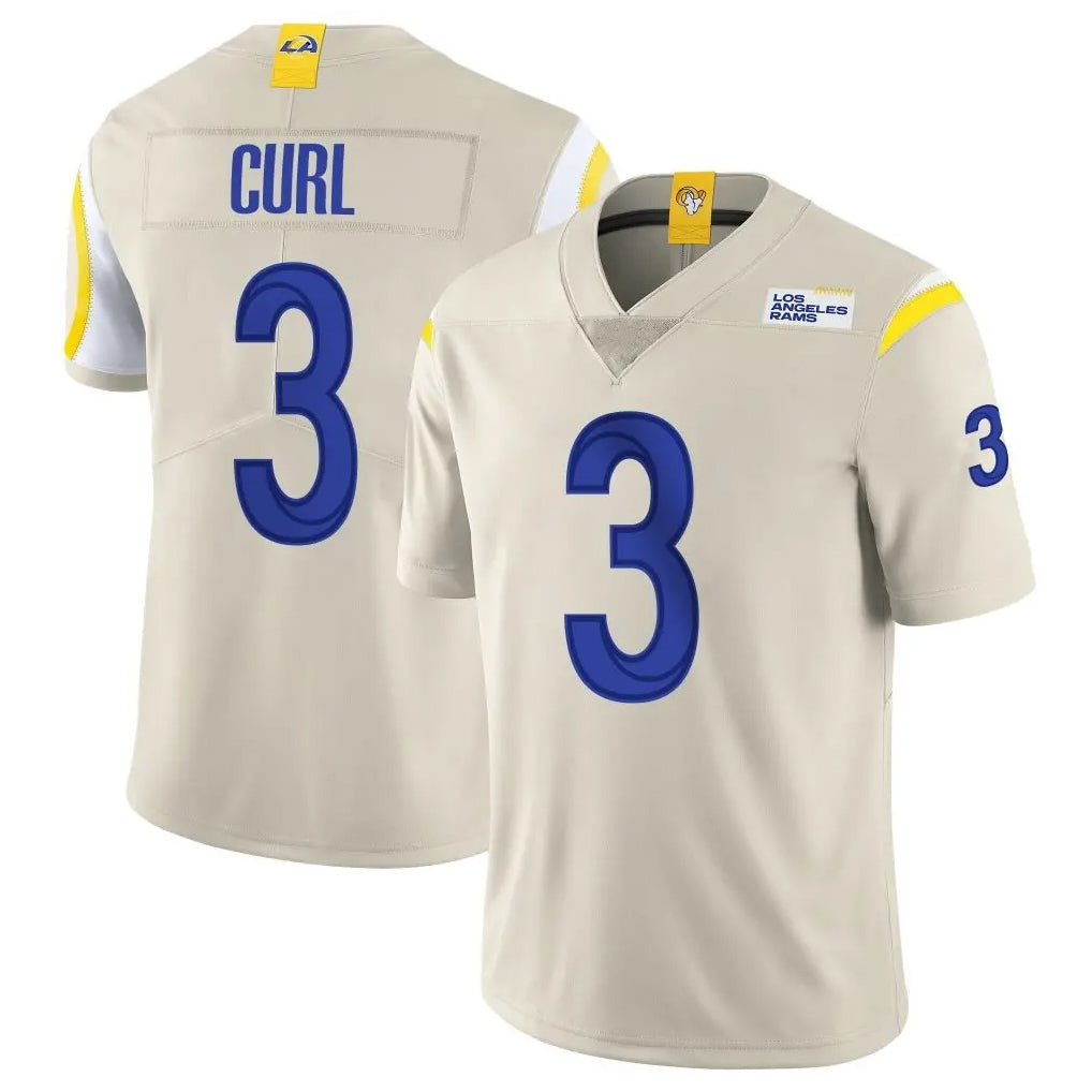 Rebec LA.Rams #3 Kam Curl Player Bone Limited Vapor Home Game Stitched Jerseys