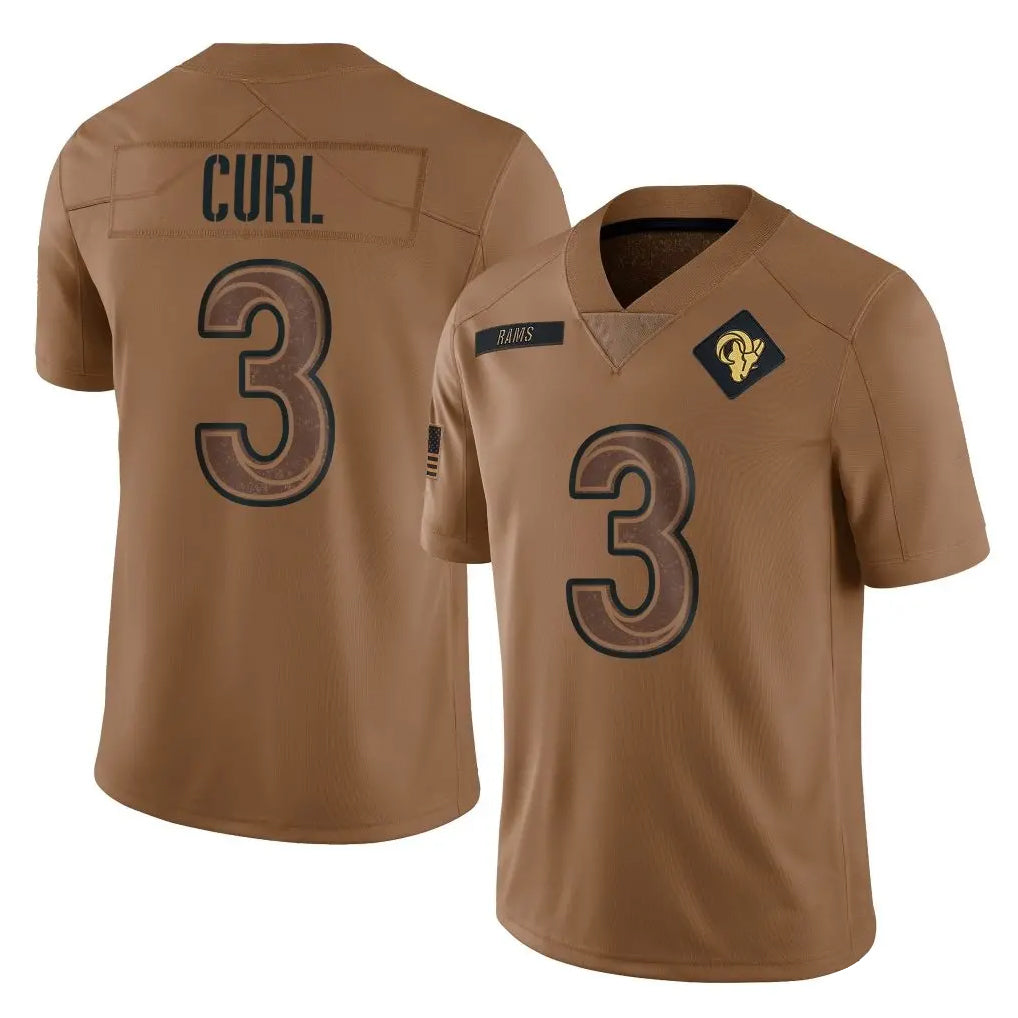 Rebec LA.Rams #3 Kam Curl Player Brown Salute To Service Limited Stitched Jerseys