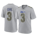 Rebec LA.Rams #3 Kam Curl Player Gray Atmosphere Fashion Home Game Stitched Jerseys