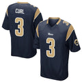 Rebec LA.Rams #3 Kam Curl Player Navy Home Game Stitched Jerseys