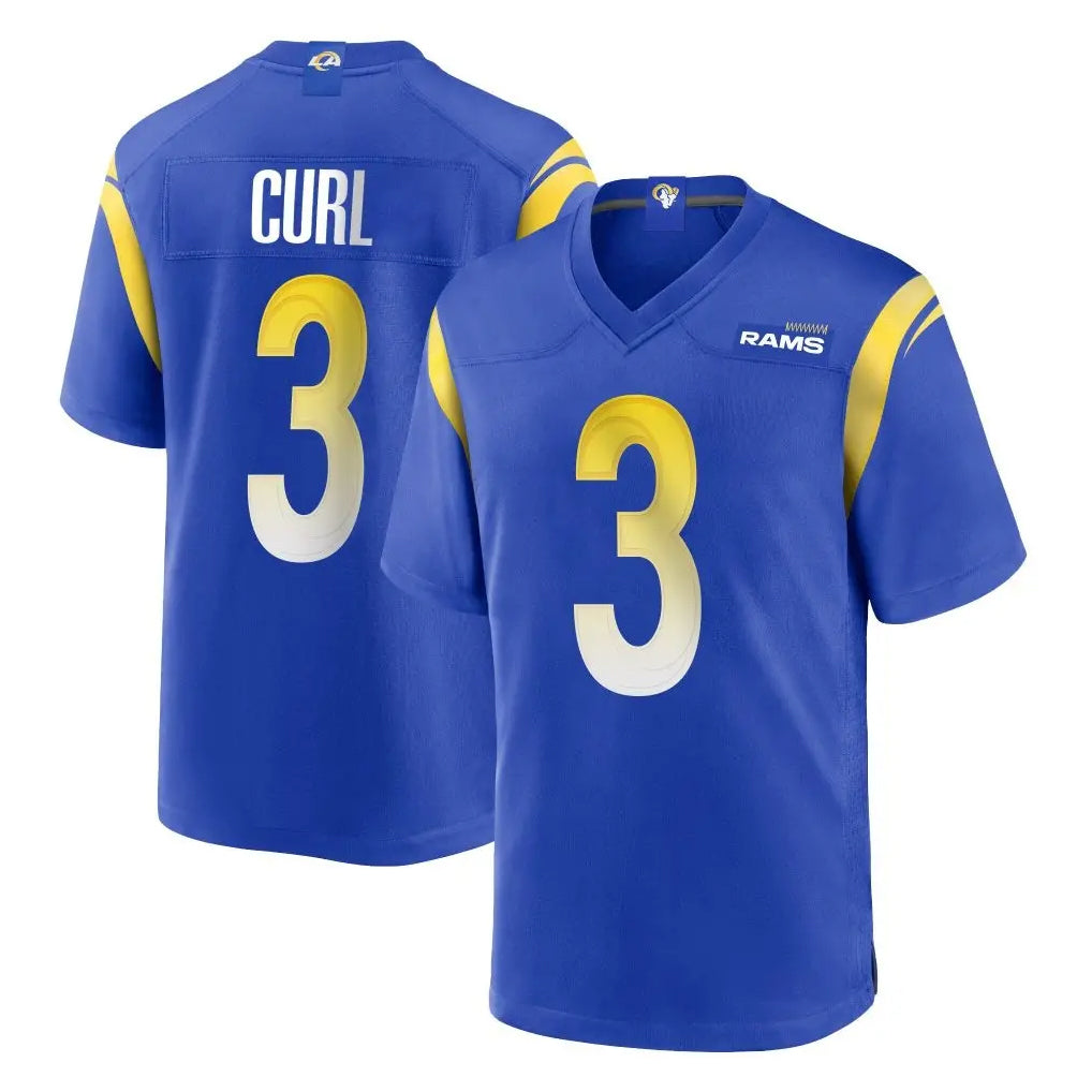 Rebec LA.Rams #3 Kam Curl Player Royal Home Game Stitched Jerseys