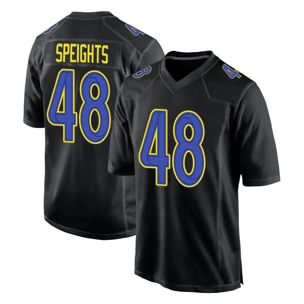 Rebec LA.Rams #48 Omar Speights Player Black Fashion Limited Home Game Stitched Jerseys