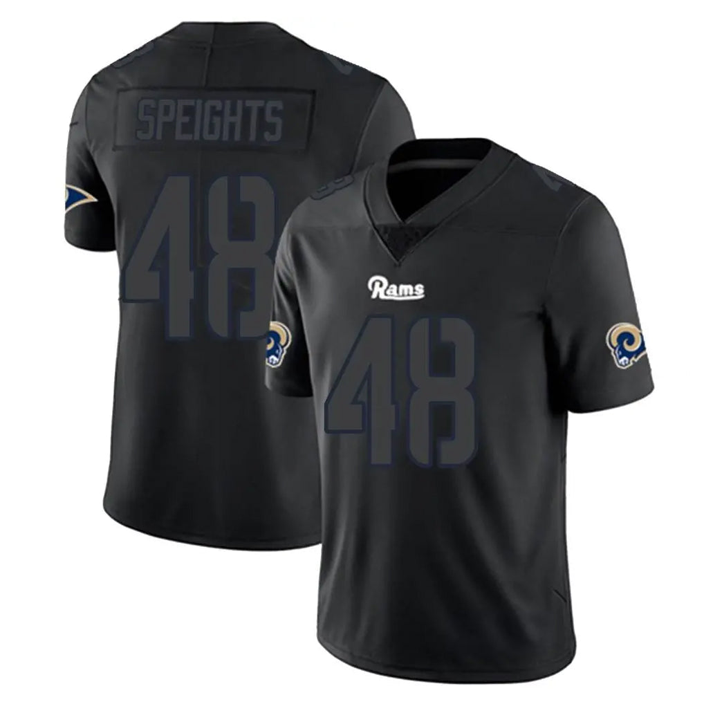 Rebec LA.Rams #48 Omar Speights Player Black Impact Limited Home Game Stitched Jerseys