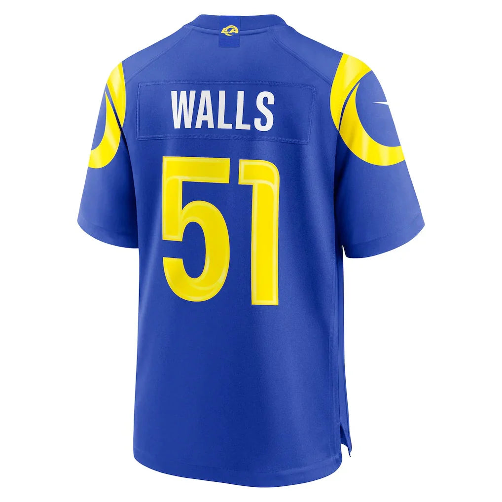 LA.Rams #51 Eddie Walls III Royal Rebec Game Stitched Jerseys
