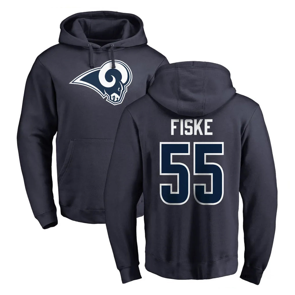 Rebec LA.Rams #55 Braden Fiske Player Navy Pullover Hoodie Limited Game Stitched Jerseys