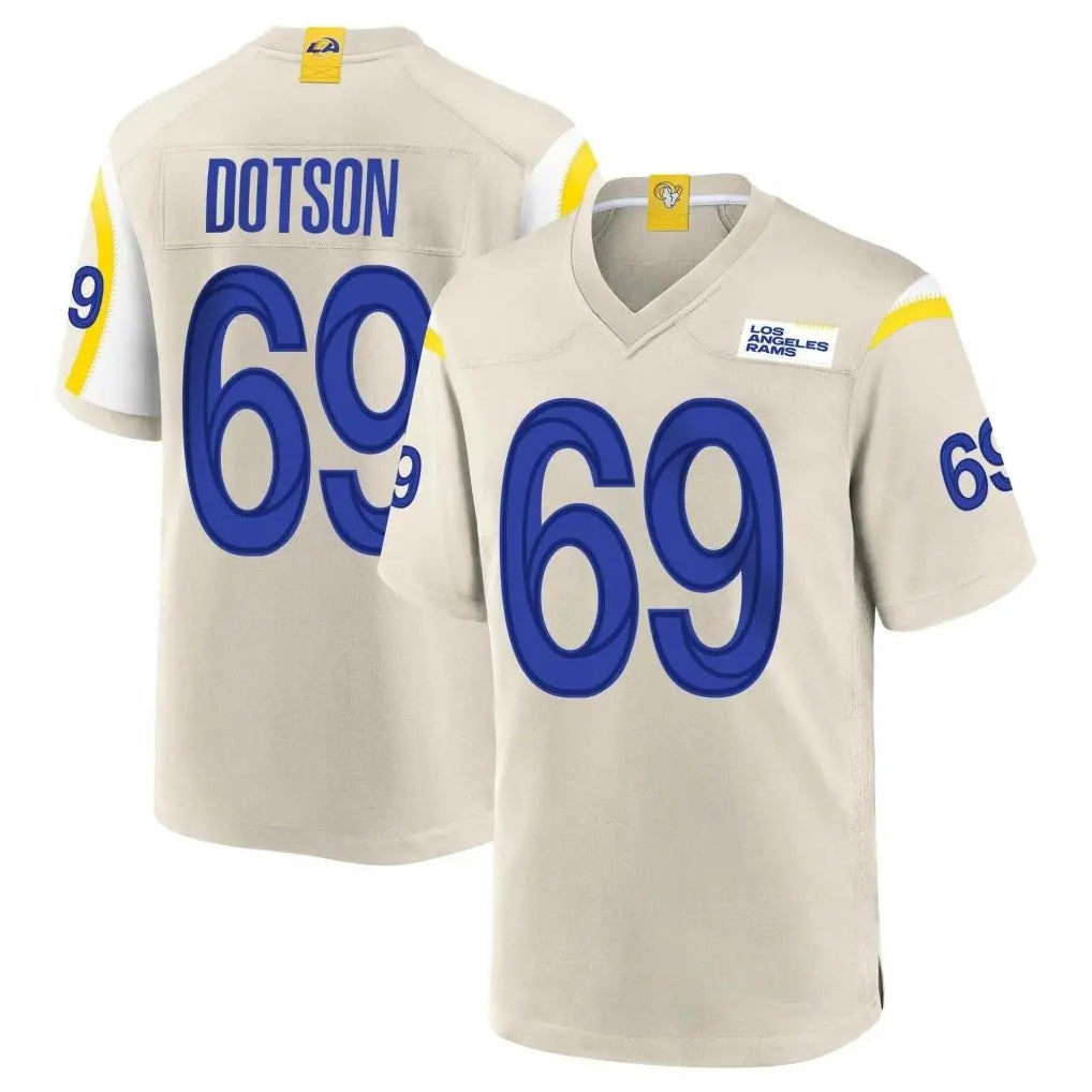 Rebec LA.Rams #69 Kevin Dotson Player Bone Home Game Stitched Jerseys