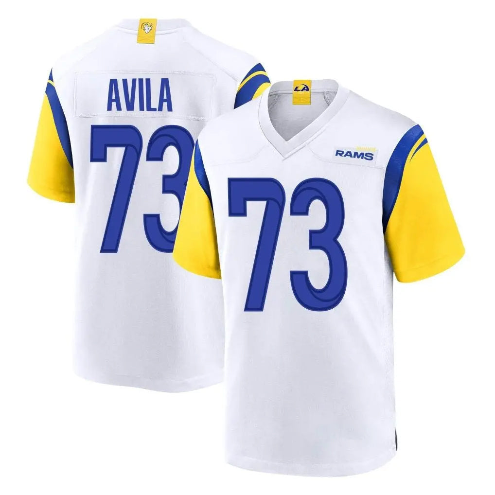 Rebec LA.Rams #73 Steve Avila Player White Home Game Stitched Jerseys