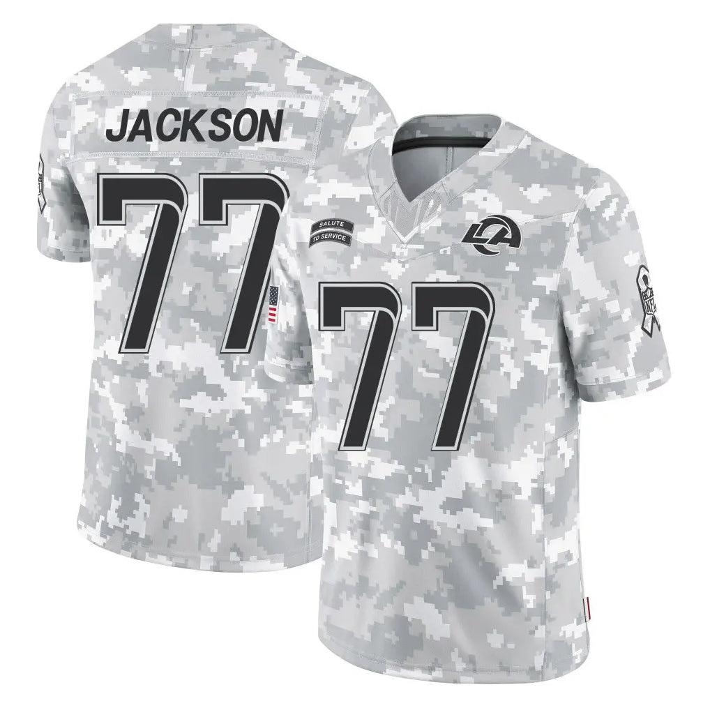 Rebec LA.Rams #77 Alaric Jackson Player Arctic Camo Salute To Service Limited Game Stitched Jerseys