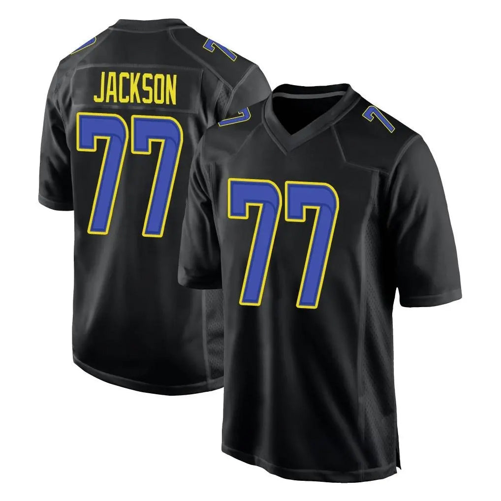 Rebec LA.Rams #77 Alaric Jackson Player Black Fashion Limited Home Game Stitched Jerseys