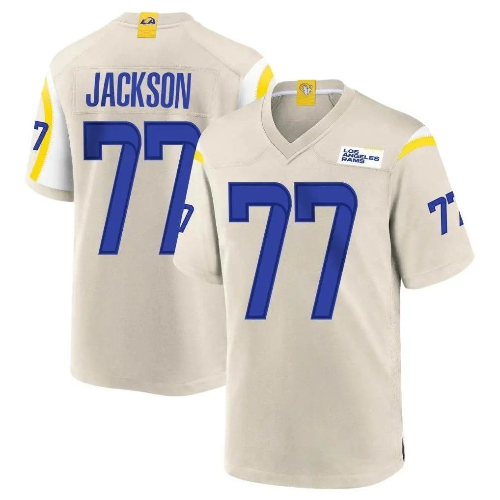 Rebec LA.Rams #77 Alaric Jackson Player Bone Home Game Stitched Jerseys