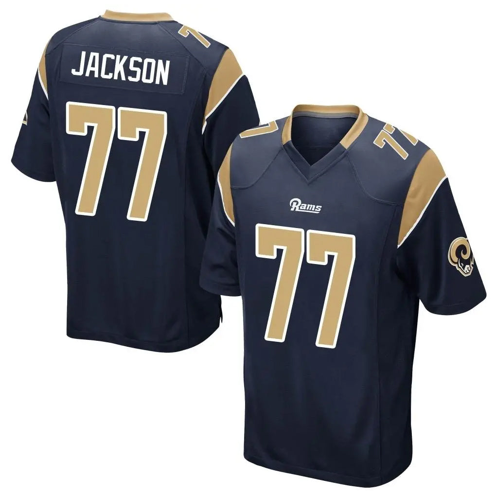 Rebec LA.Rams #77 Alaric Jackson Player Navy Home Game Stitched Jerseys