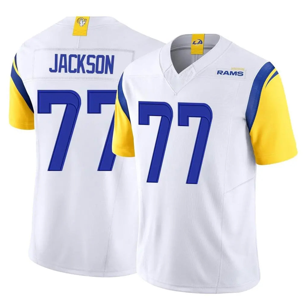 Rebec LA.Rams #77 Alaric Jackson Player White Limited Vapor F.U.S.E. Home Game Stitched Jerseys