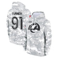 Rebec LA.Rams #91 Kobie Turner Player Arctic Camo Salute to Service Hoodies Limited Game Stitched Jerseys