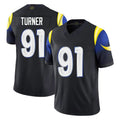 Rebec LA.Rams #91 Kobie Turner Player Black Midnight Rivalries Collection Limited Home Game Stitched Jerseys