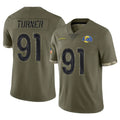 Rebec LA.Rams #91 Kobie Turner Player Olive Salute To Service Limited Stitched Jerseys