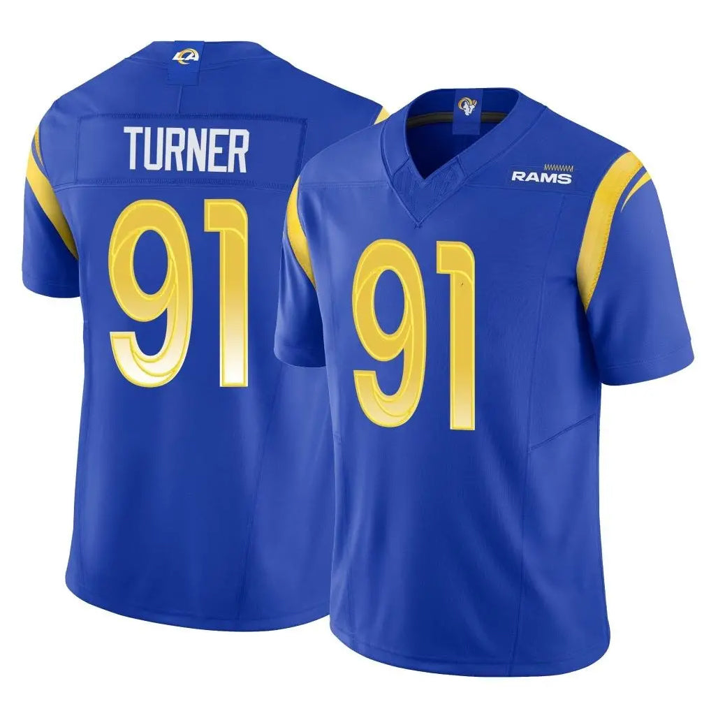Rebec LA.Rams #91 Kobie Turner Player Royal Limited Vapor F.U.S.E. Home Game Stitched Jerseys