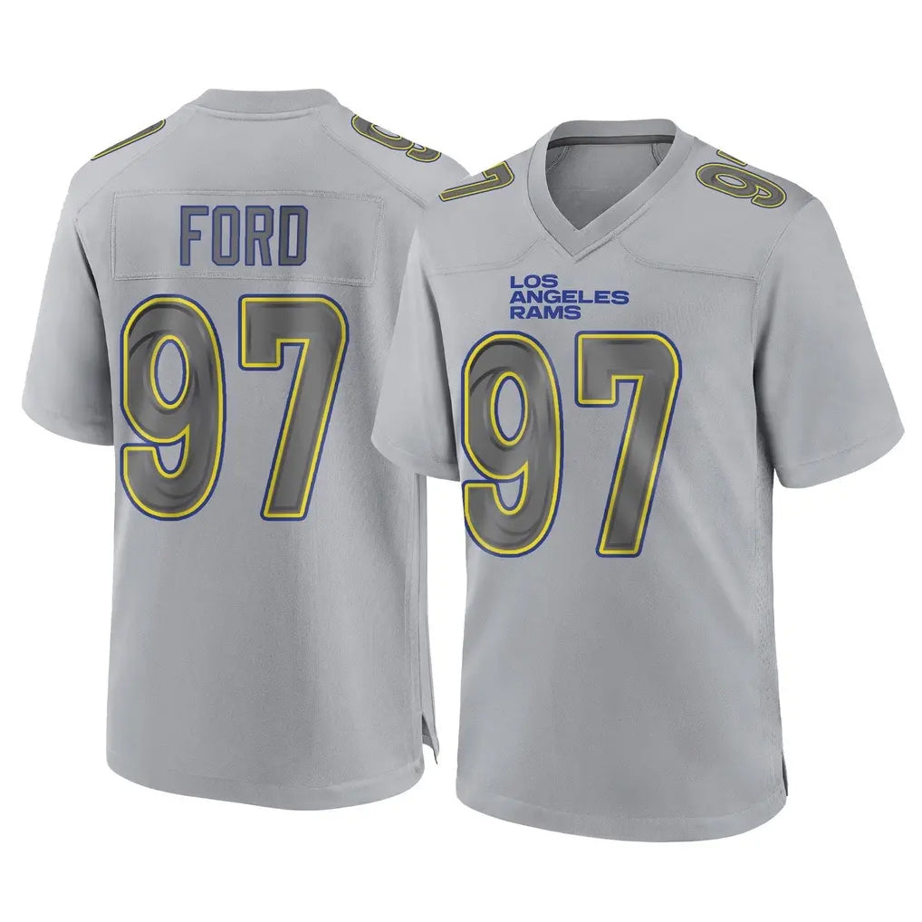Rebec LA.Rams #97 Poona Ford Player Gray Atmosphere Fashion Home Game Stitched Jerseys