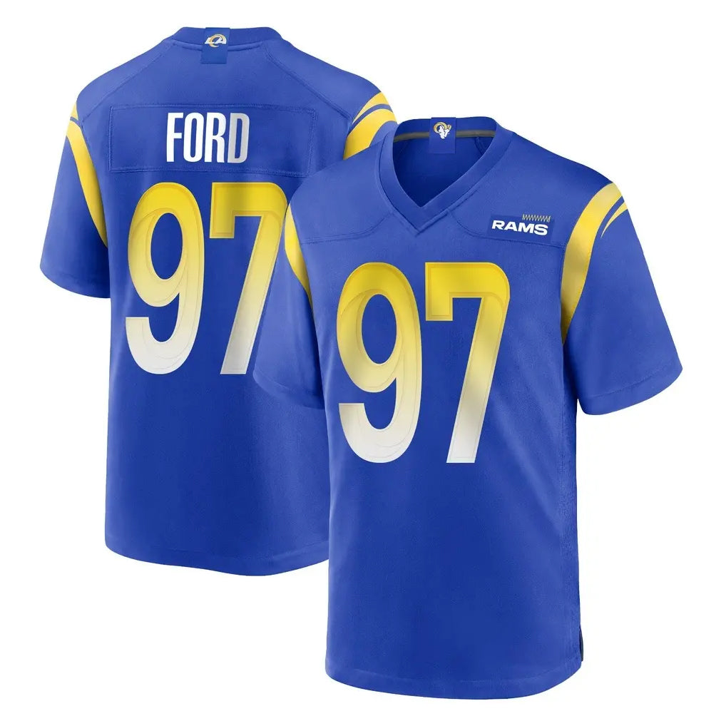 Rebec LA.Rams #97 Poona Ford Player Royal Home Game Stitched Jerseys