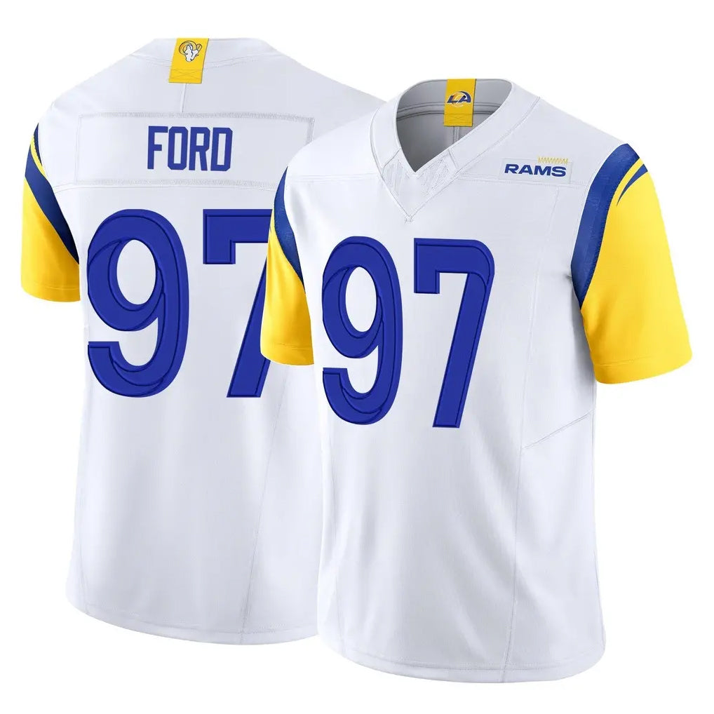 Rebec LA.Rams #97 Poona Ford Player White Limited Vapor F.U.S.E. Home Game Stitched Jerseys