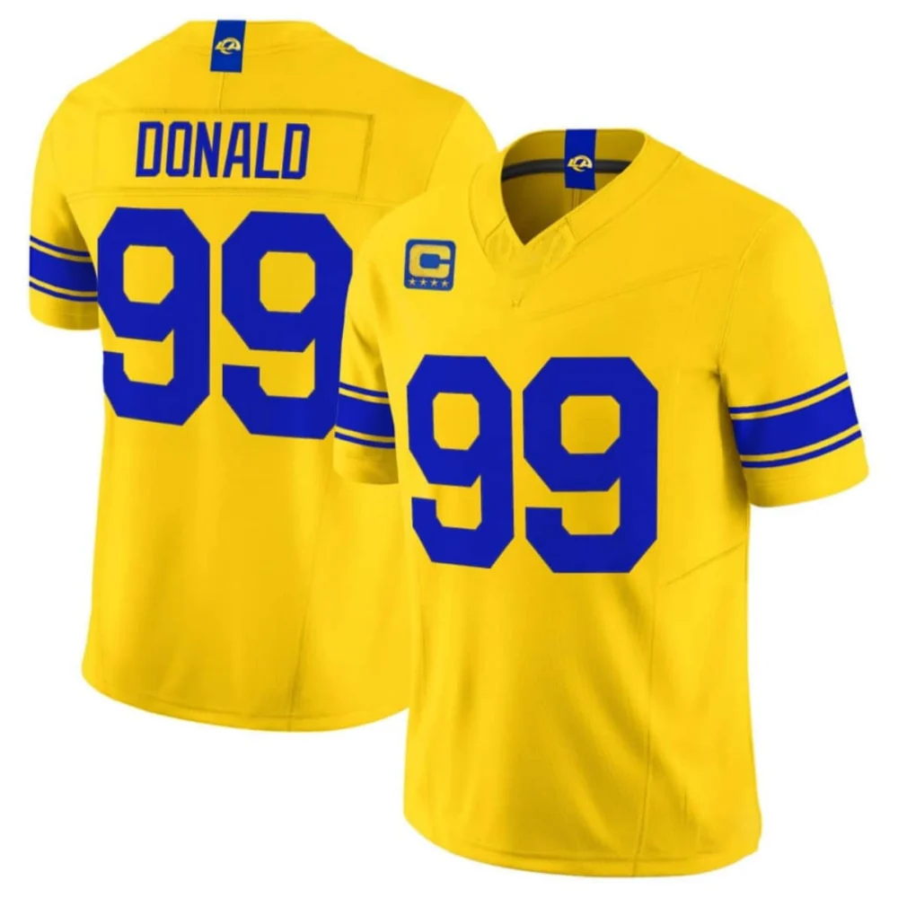 Rebec LA.Rams #99 Aaron Donald Yellow 2026 Vapor F.U.S.E. With 4- Star C Patch Limited Football Stitched Jersey