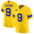 Rebec LA.Rams #9 Matthew Stafford Yellow F.U.S.E. With 4 Star C Patch Vapor Limited Football Stitched Jersey
