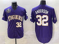 Rebec L.Tigers #32 Kade Anderson Purple 2025 World Series Stitched Baseball American College Jerseys