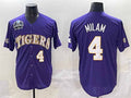 Rebec L.Tigers #4 Steven Milam Purple 2025 World Series Stitched Baseball American College Jerseys