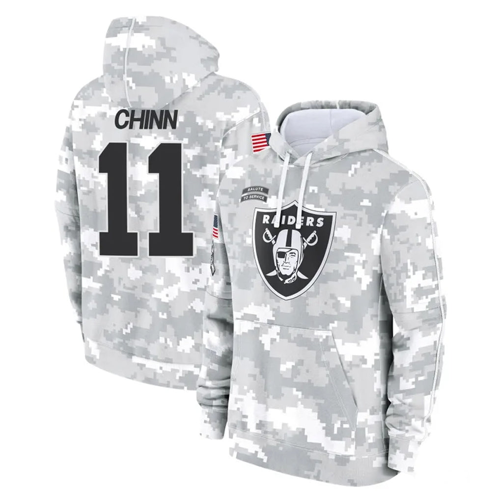 Rebec LV.Raiders #11 Jeremy Chinn Player Arctic Camo Salute to Service Hoodies Limited Game Stitched Jerseys