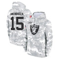 Rebec LV.Raiders #15 Fernando Mendoza Player Arctic Camo Salute to Service Hoodies Limited Game Stitched Jerseys