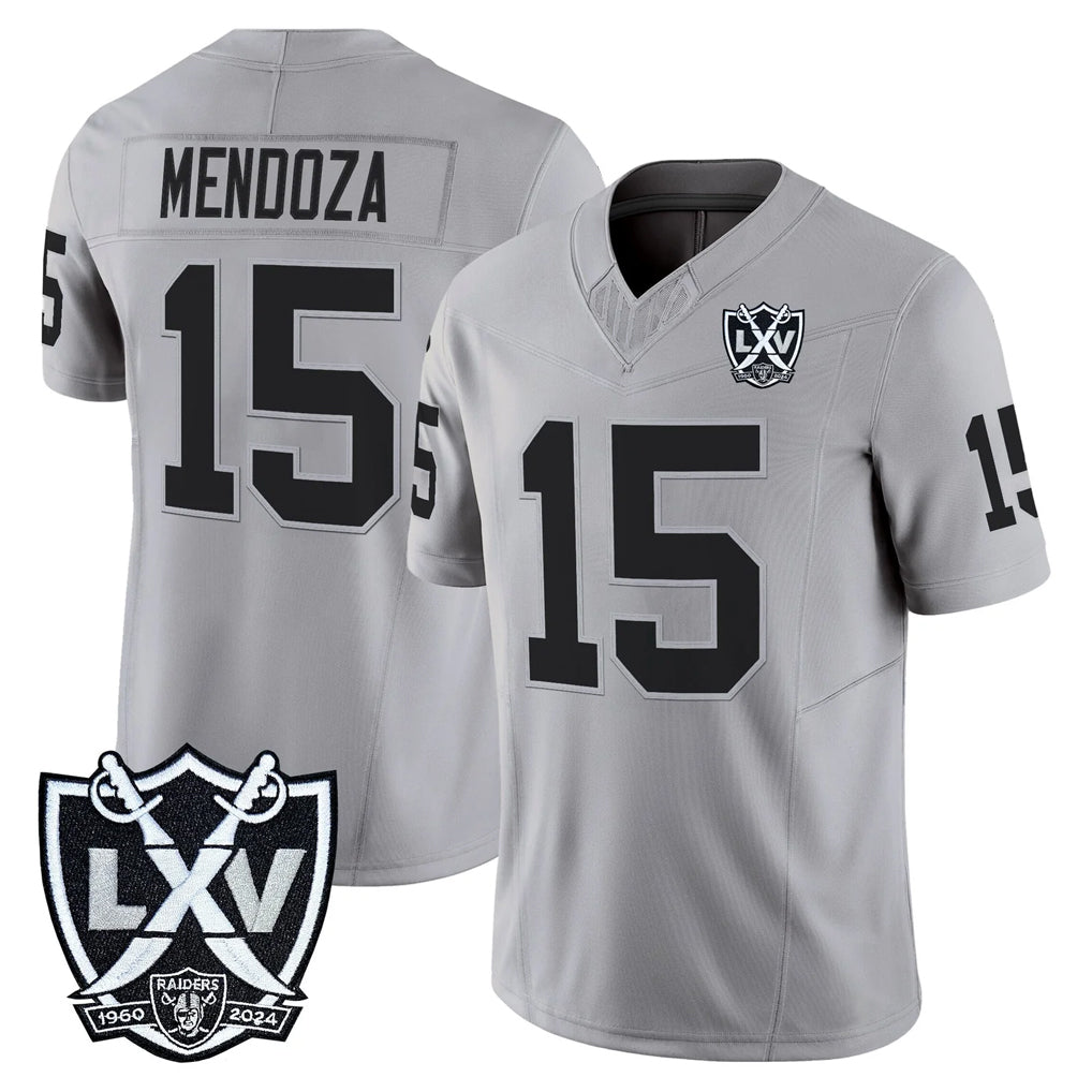Rebec LV.Raiders #15 Fernando Mendoza Player Gray 2026 Vapor Limited Home Game Stitched Jerseys