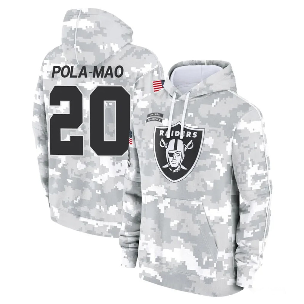 Rebec LV.Raiders #20 Isaiah Pola-Mao Player Arctic Camo Salute to Service Hoodies Limited Game Stitched Jerseys