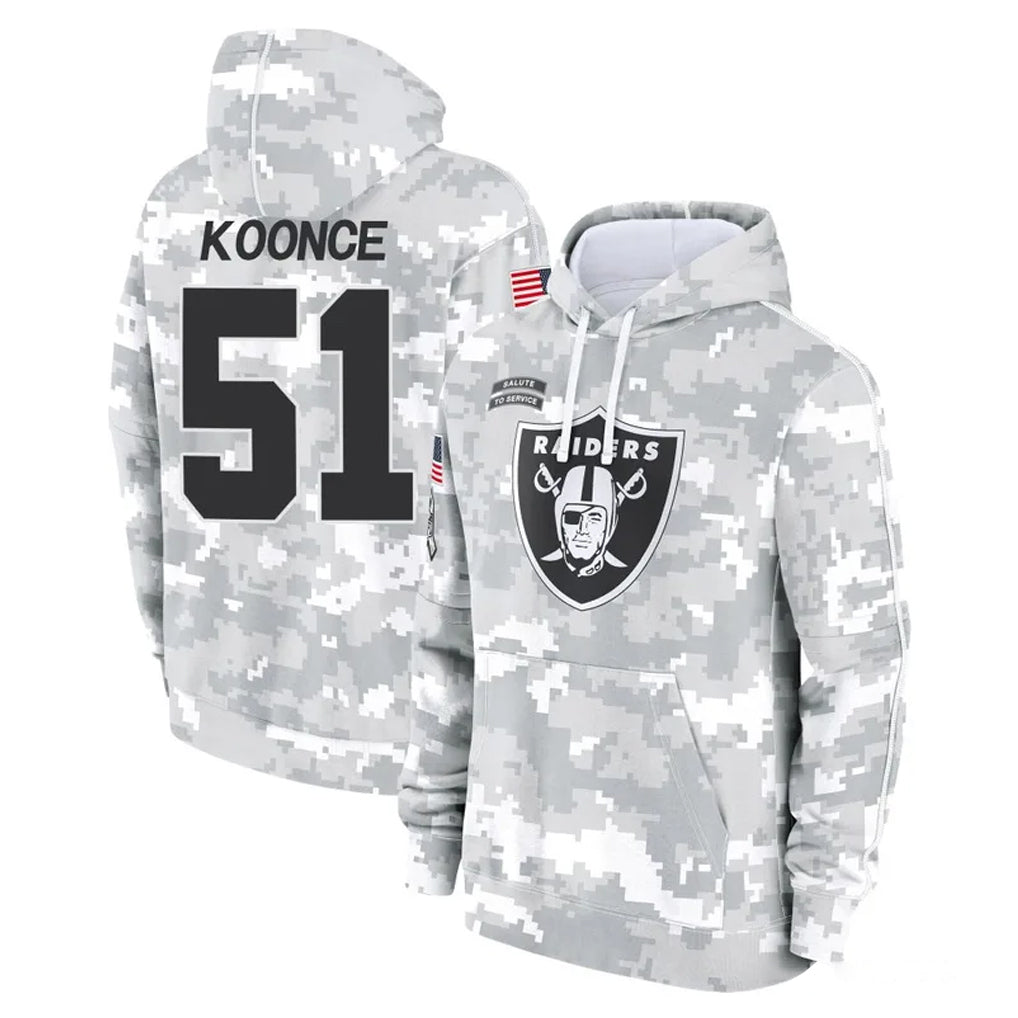 Rebec LV.Raiders #51 Malcolm Koonce Player Arctic Camo Salute to Service Hoodies Limited Game Stitched Jerseys