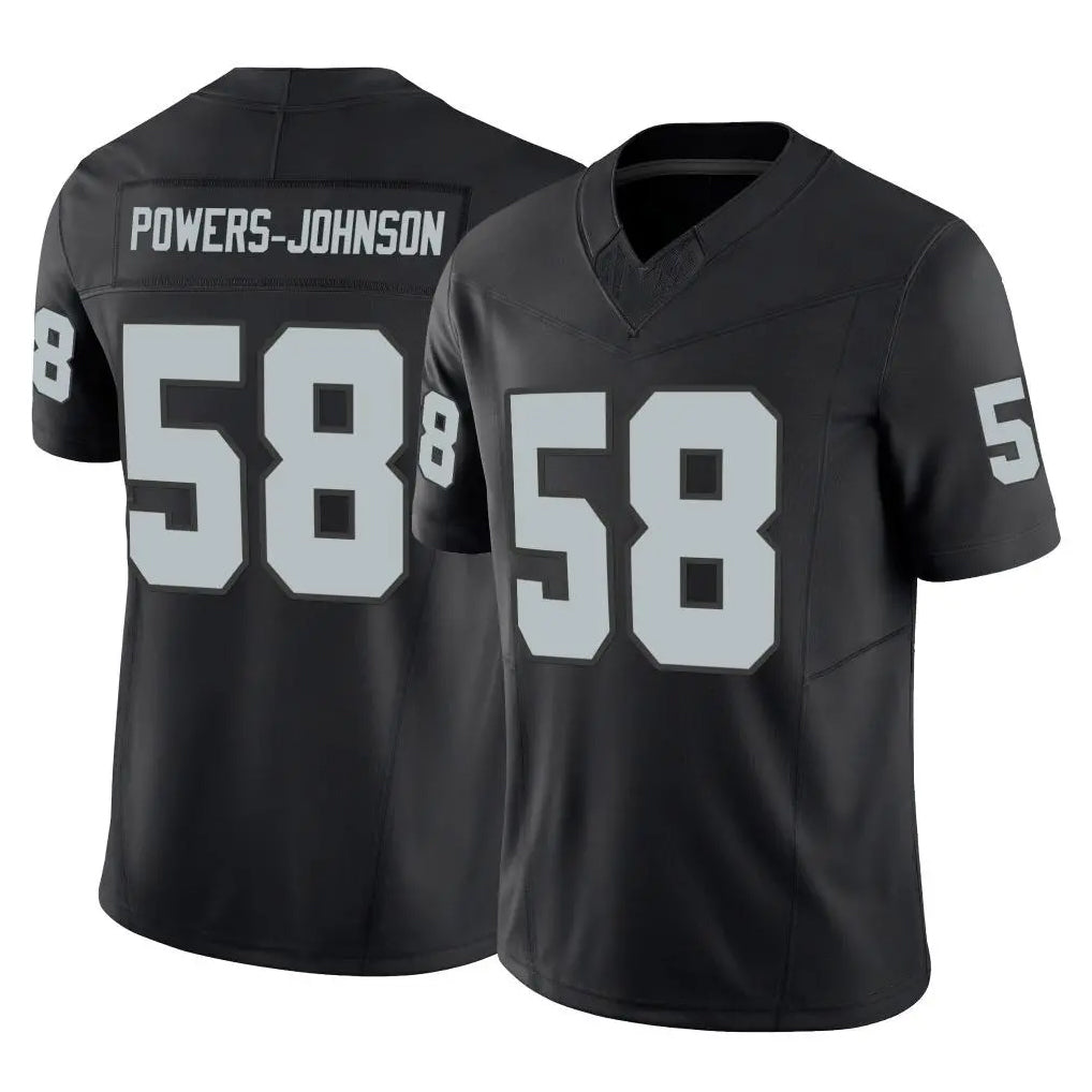 Rebec LV.Raiders #58 Jackson Powers-Johnson Player Black Limited Vapor F.U.S.E. Home Game Stitched Jerseys