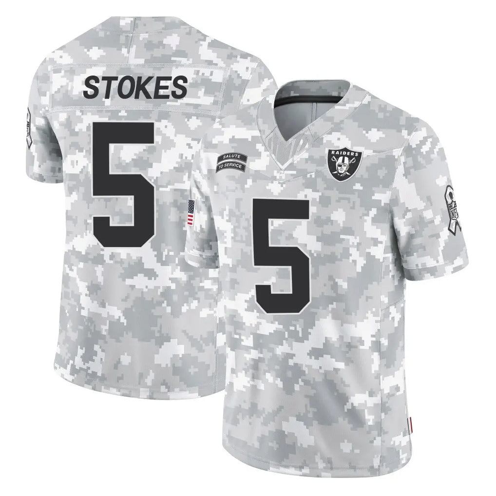 Rebec LV.Raiders #5 Eric Stokes Player Arctic Camo Salute To Service Limited Game Stitched Jerseys