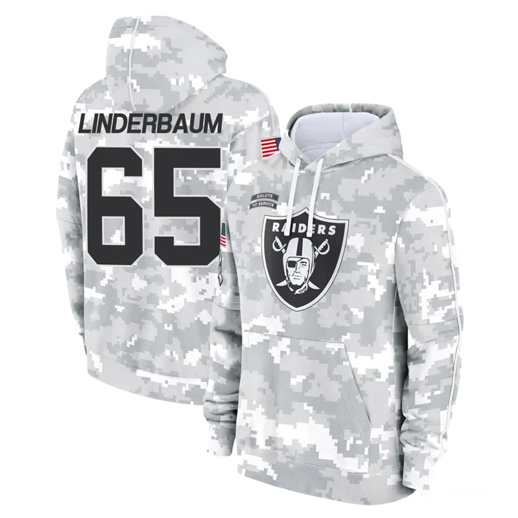 Rebec LV.Raiders #65 Tyler Linderbaum Player Arctic Camo Salute to Service Hoodies Limited Game Stitched Jerseys