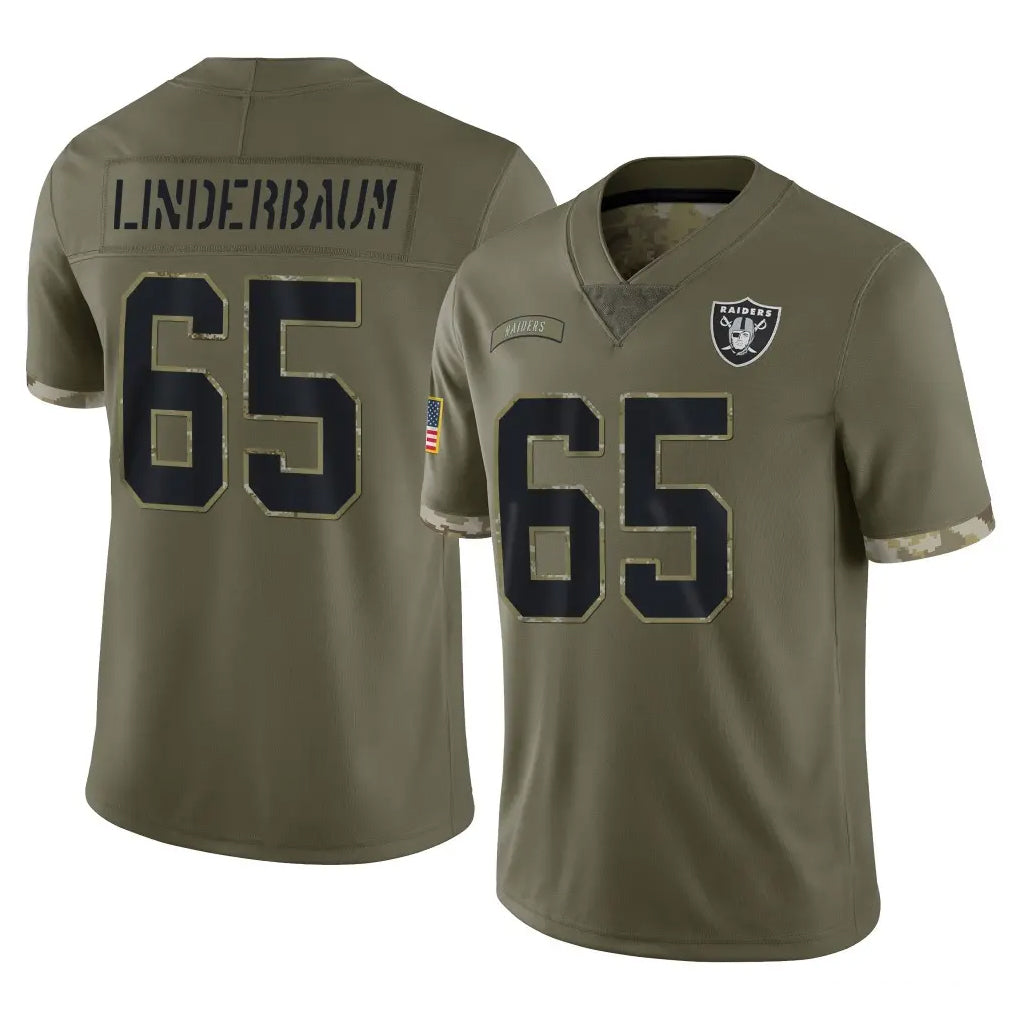 Rebec LV.Raiders #65 Tyler Linderbaum Player Olive Salute To Service Limited Stitched Jerseys