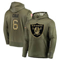 Rebec LV.Raiders #6 A.J. Cole Player Olive Salute to Service Pullover Hoodies Home Game Stitched Jerseys