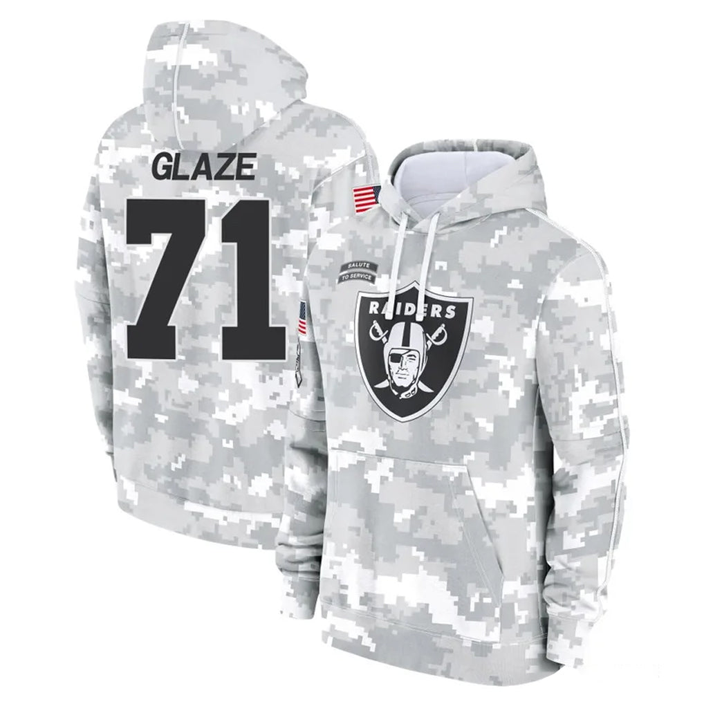 Rebec LV.Raiders #71 DJ Glaze Player Arctic Camo Salute to Service Hoodies Limited Game Stitched Jerseys