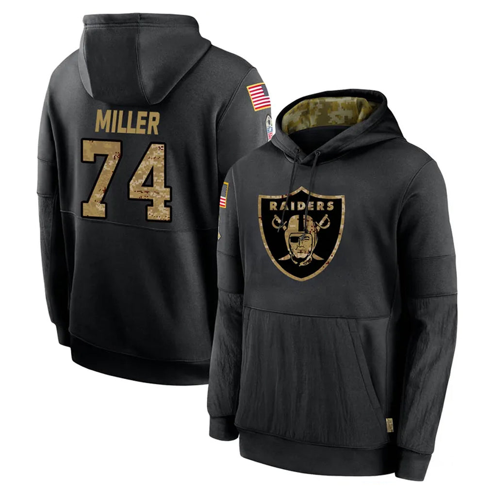 Rebec LV.Raiders #74 Kolton Miller Player Black Salute to Service Hoodies Limited Game Stitched Jerseys