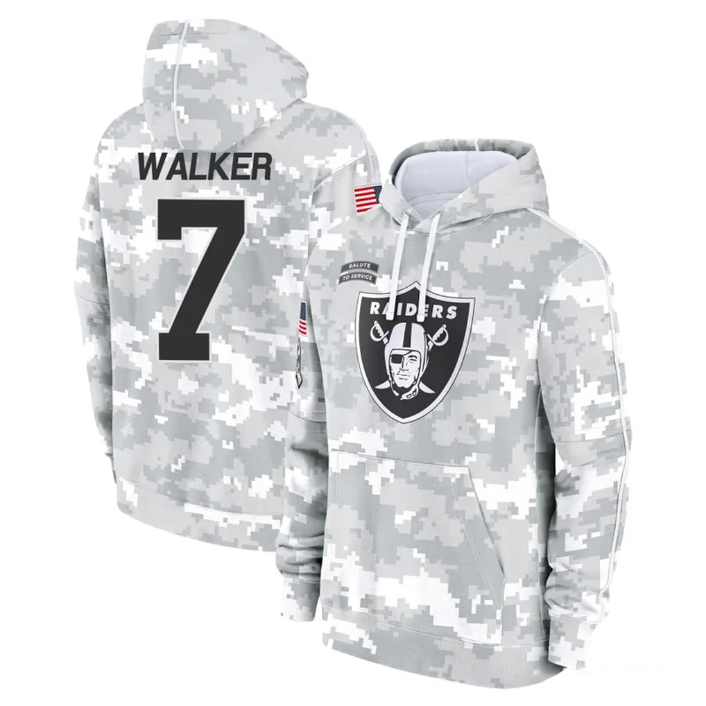 Rebec LV.Raiders #7 Quay Walker Player Arctic Camo Salute to Service Hoodies Limited Game Stitched Jerseys
