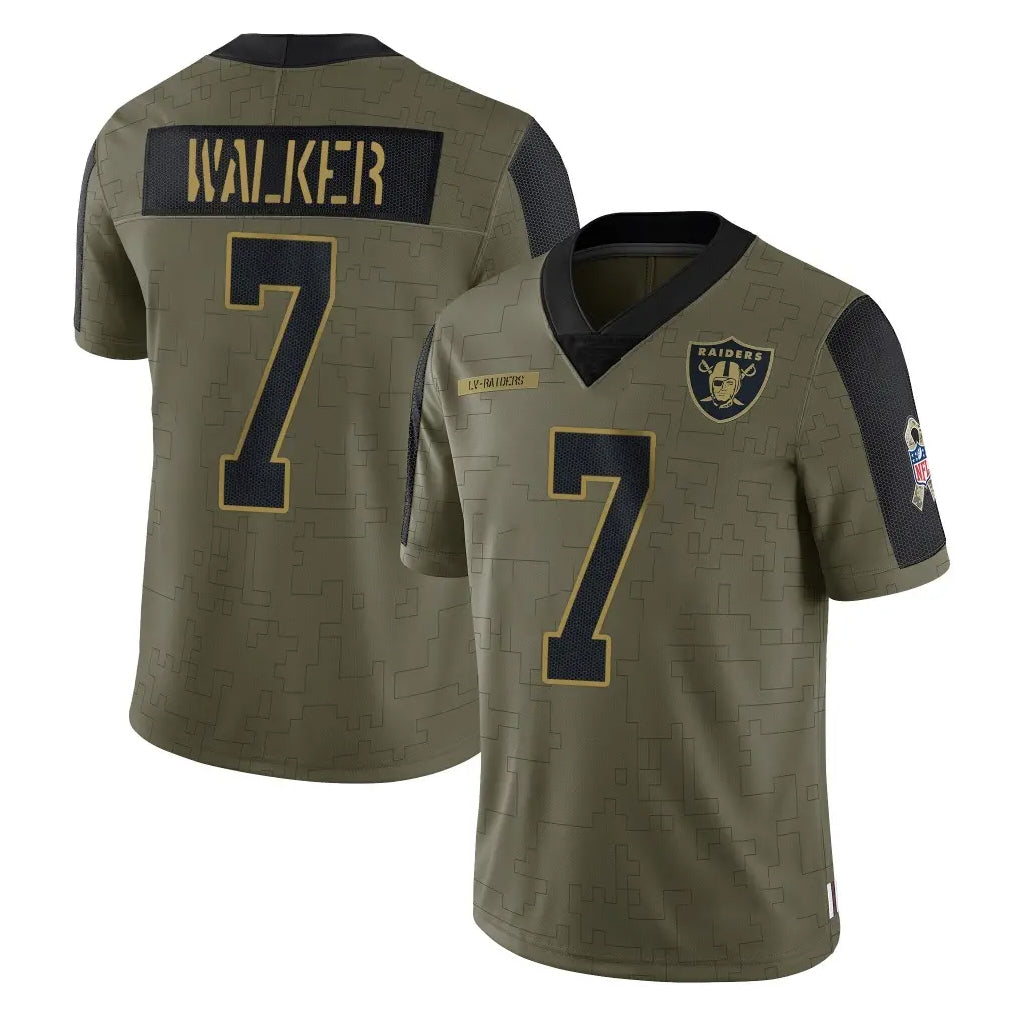 Rebec LV.Raiders #7 Quay Walker Player Olive Salute To Service Limited Game Stitched Jerseys