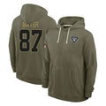 Rebec LV.Raiders #87 Michael Mayer Player Olive Salute to Service Pullover Hoodies Limited Stitched Jerseys