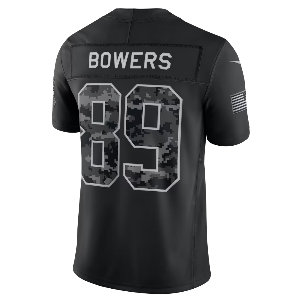 Rebec LV.Raiders #89 Brock Bowers Black 2026 Salute to Service Stitched Limited Jersey